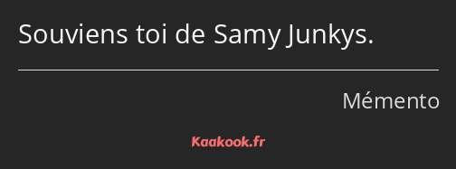 Souviens toi de Samy Junkys.