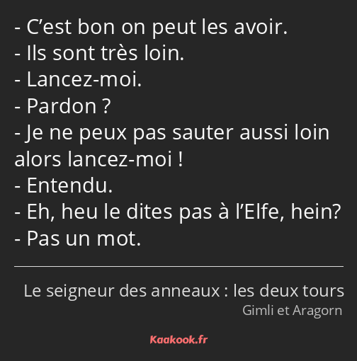 C’est bon on peut les avoir. Ils sont très loin. Lancez-moi. Pardon ? Je ne peux pas sauter aussi…