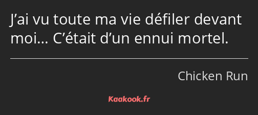 J’ai vu toute ma vie défiler devant moi… C’était d’un ennui mortel.