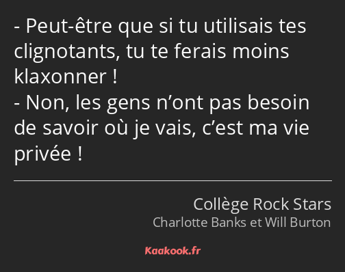 Peut-être que si tu utilisais tes clignotants, tu te ferais moins klaxonner ! Non, les gens n’ont…