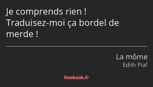 Je comprends rien ! Traduisez-moi ça bordel de merde !