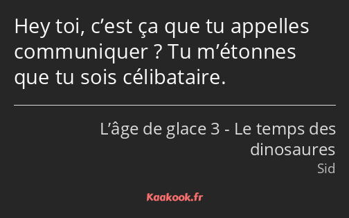 Hey toi, c’est ça que tu appelles communiquer ? Tu m’étonnes que tu sois célibataire.