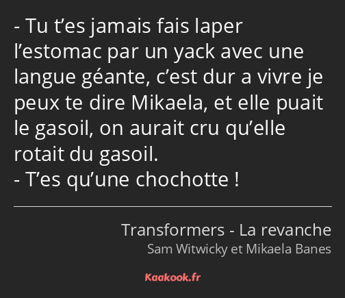 Tu t’es jamais fais laper l’estomac par un yack avec une langue géante, c’est dur a vivre je peux…