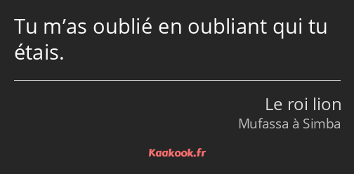 Tu m’as oublié en oubliant qui tu étais.