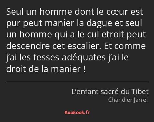 Seul un homme dont le cœur est pur peut manier la dague et seul un homme qui a le cul etroit peut…