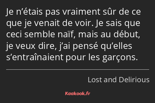 Je n’étais pas vraiment sûr de ce que je venait de voir. Je sais que ceci semble naïf, mais au…