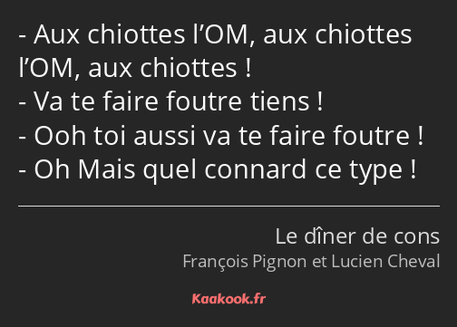 Aux chiottes l’OM, aux chiottes l’OM, aux chiottes ! Va te faire foutre tiens ! Ooh toi aussi va te…