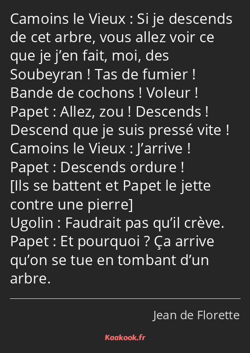 Si je descends de cet arbre, vous allez voir ce que je j’en fait, moi, des Soubeyran ! Tas de…