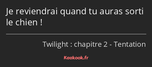 Je reviendrai quand tu auras sorti le chien !