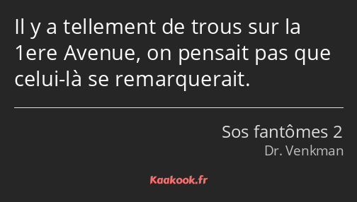 Il y a tellement de trous sur la 1ere Avenue, on pensait pas que celui-là se remarquerait.