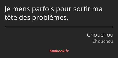 Je mens parfois pour sortir ma tête des problèmes.