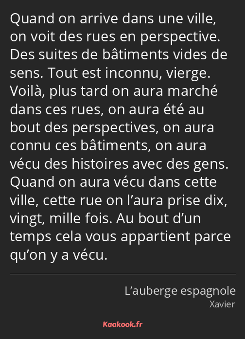 Quand on arrive dans une ville, on voit des rues en perspective. Des suites de bâtiments vides de…