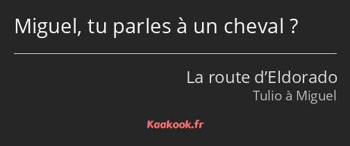 Miguel, tu parles à un cheval ?