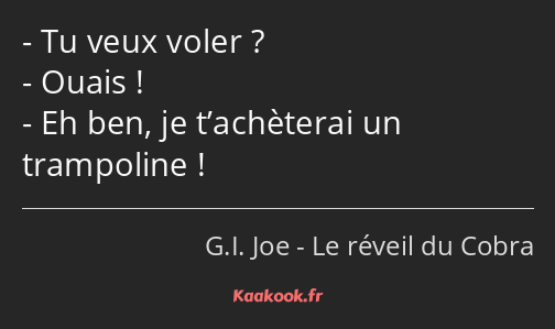 Tu veux voler ? Ouais ! Eh ben, je t’achèterai un trampoline !