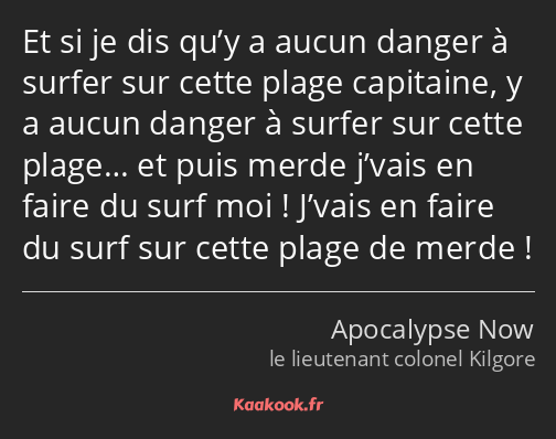 Et si je dis qu’y a aucun danger à surfer sur cette plage capitaine, y a aucun danger à surfer sur…