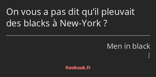 On vous a pas dit qu’il pleuvait des blacks à New-York ?