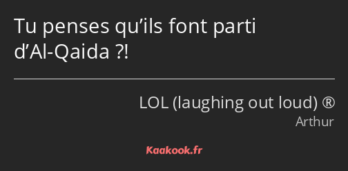 Tu penses qu’ils font parti d’Al-Qaida ?!