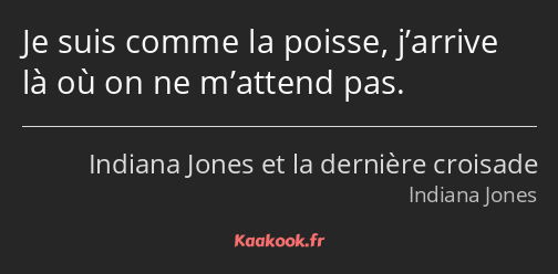 Je suis comme la poisse, j’arrive là où on ne m’attend pas.