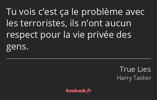 Tu vois c’est ça le problème avec les terroristes, ils n’ont aucun respect pour la vie privée des…