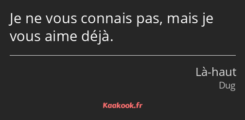 Je ne vous connais pas, mais je vous aime déjà.