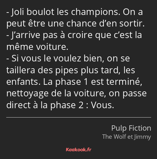 Joli boulot les champions. On a peut être une chance d’en sortir. J’arrive pas à croire que c’est…