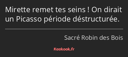 Mirette remet tes seins ! On dirait un Picasso période déstructurée.