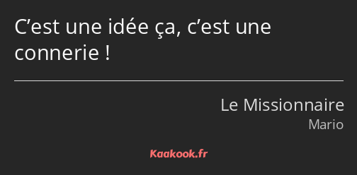 C’est une idée ça, c’est une connerie !