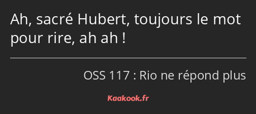 Ah, sacré Hubert, toujours le mot pour rire, ah ah !