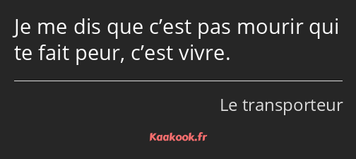 Je me dis que c’est pas mourir qui te fait peur, c’est vivre.