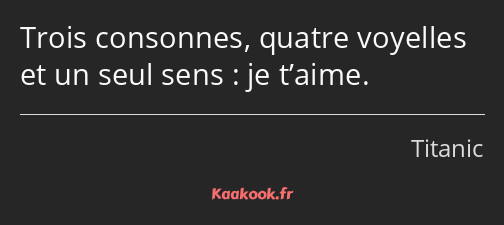 Trois consonnes, quatre voyelles et un seul sens : je t’aime.