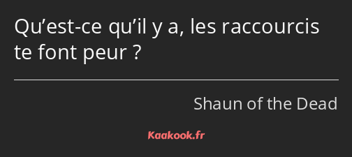 Qu’est-ce qu’il y a, les raccourcis te font peur ?