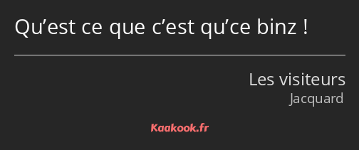 Qu’est ce que c’est qu’ce binz !