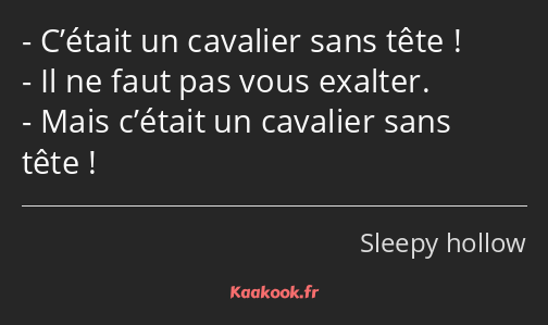 C’était un cavalier sans tête ! Il ne faut pas vous exalter. Mais c’était un cavalier sans tête !