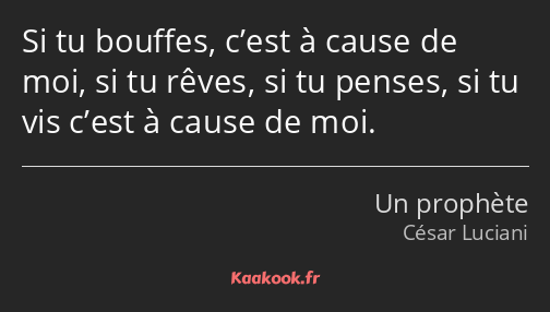 Si tu bouffes, c’est à cause de moi, si tu rêves, si tu penses, si tu vis c’est à cause de moi.