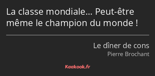 La classe mondiale… Peut-être même le champion du monde !