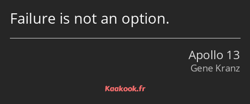 Failure is not an option.