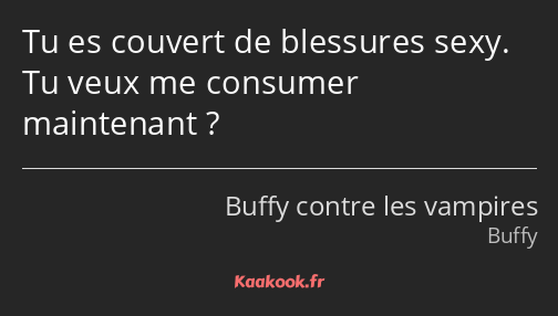 Tu es couvert de blessures sexy. Tu veux me consumer maintenant ?