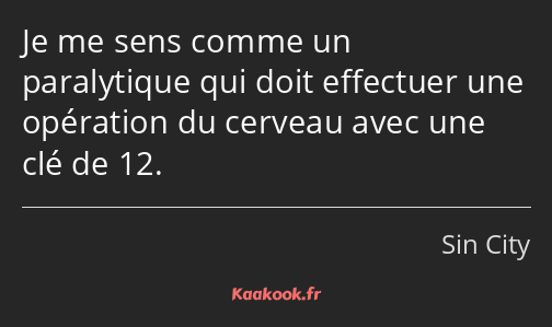 Je me sens comme un paralytique qui doit effectuer une opération du cerveau avec une clé de 12.