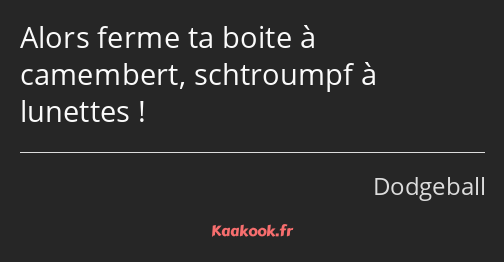 Alors ferme ta boite à camembert, schtroumpf à lunettes !