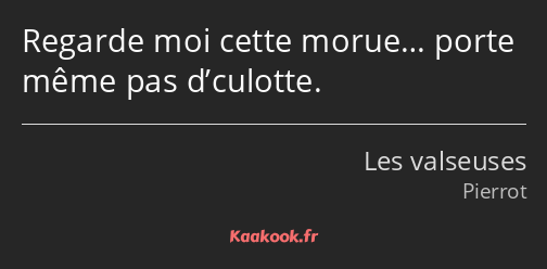 Regarde moi cette morue… porte même pas d’culotte.