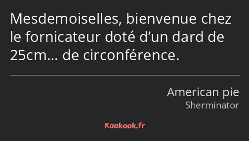 Mesdemoiselles, bienvenue chez le fornicateur doté d’un dard de 25cm… de circonférence.