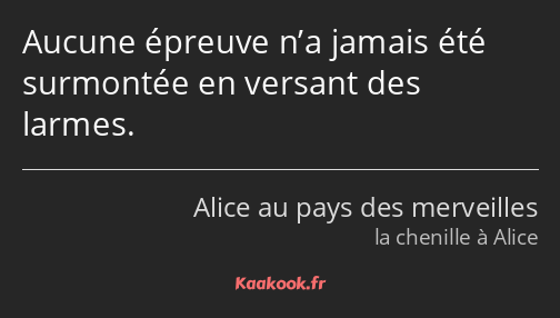 Aucune épreuve n’a jamais été surmontée en versant des larmes.