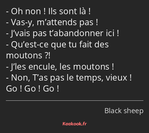 Oh non ! Ils sont là ! Vas-y, m’attends pas ! J’vais pas t’abandonner ici ! Qu’est-ce que tu fait…