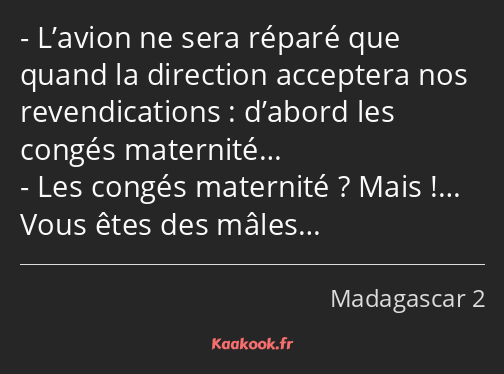 L’avion ne sera réparé que quand la direction acceptera nos revendications : d’abord les congés…