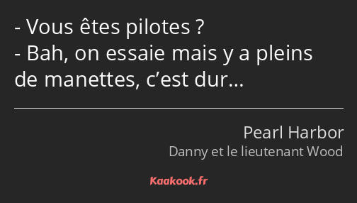 Vous êtes pilotes ? Bah, on essaie mais y a pleins de manettes, c’est dur…