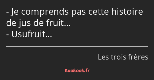 Je comprends pas cette histoire de jus de fruit… Usufruit…