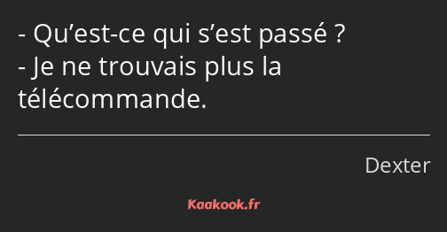 Qu’est-ce qui s’est passé ? Je ne trouvais plus la télécommande.