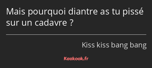 Mais pourquoi diantre as tu pissé sur un cadavre ?