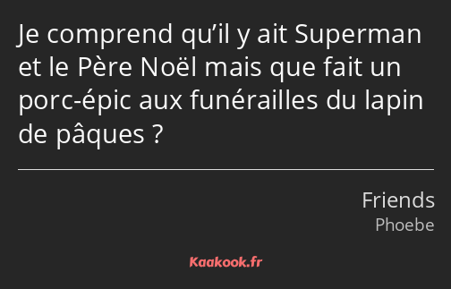 Je comprend qu’il y ait Superman et le Père Noël mais que fait un porc-épic aux funérailles du…