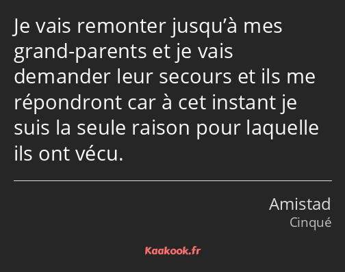 Je vais remonter jusqu’à mes grand-parents et je vais demander leur secours et ils me répondront…